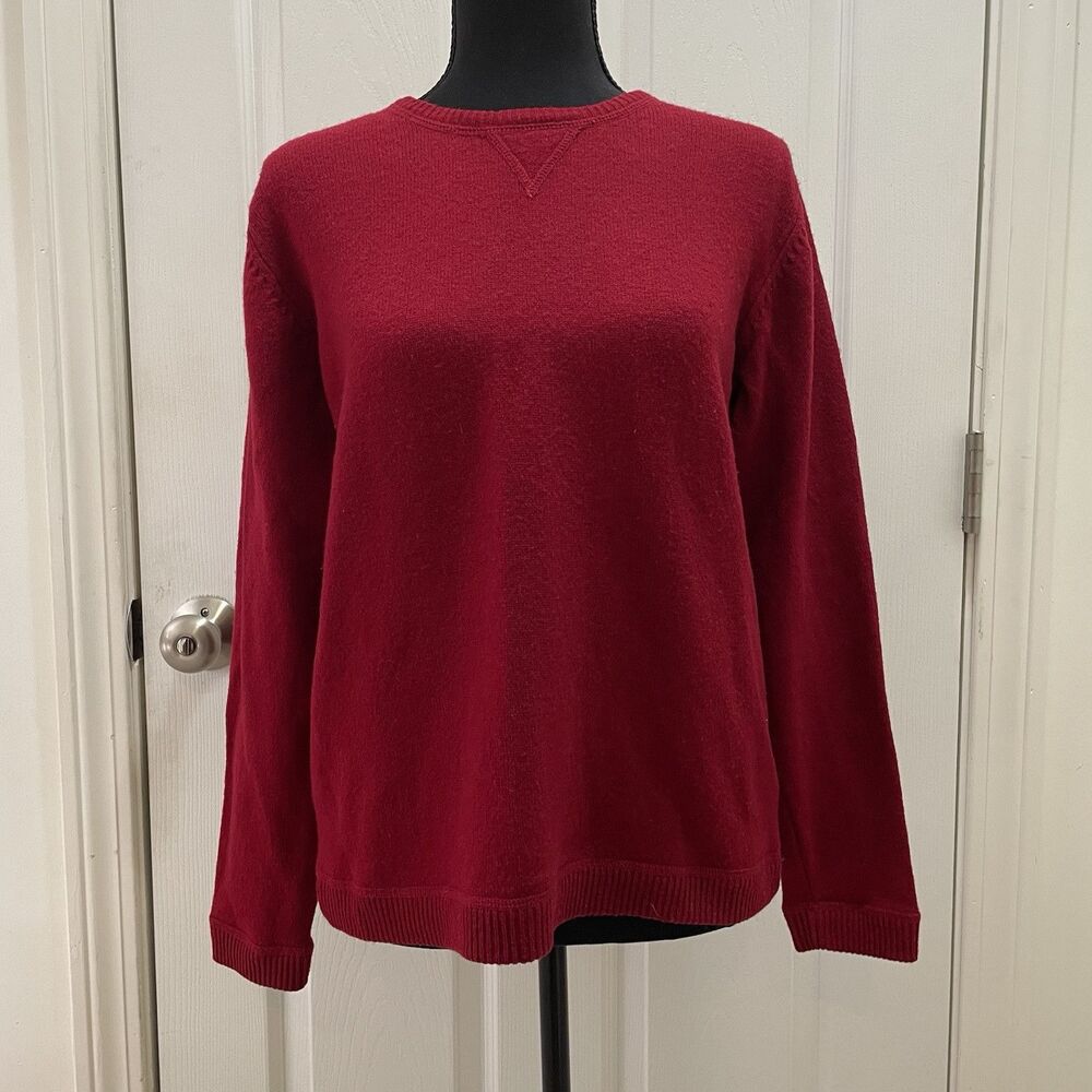Ralph Lauren 100% Lambswool Red‎ Tight Knit Sweater Women's Size Small